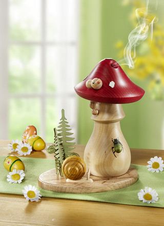 Handbemalter Räucherpilz aus Holz