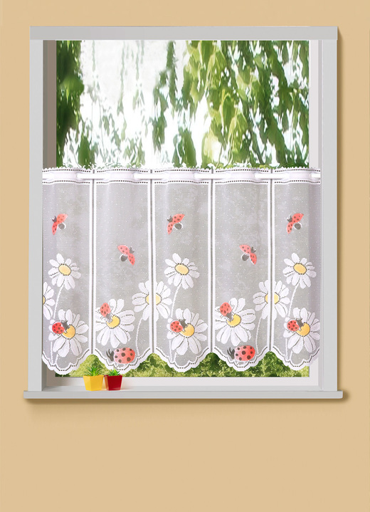 - Lichtdurchlässiger Kurzstore mit Marienkäfer-Motiv, in Größe 784 (H45xB 90 cm) bis 861 (H60xB150 cm), in Farbe COLORIERT