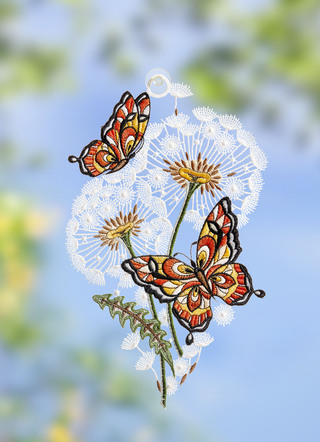 Hochwertiges Fensterbild mit Schmetterlingen