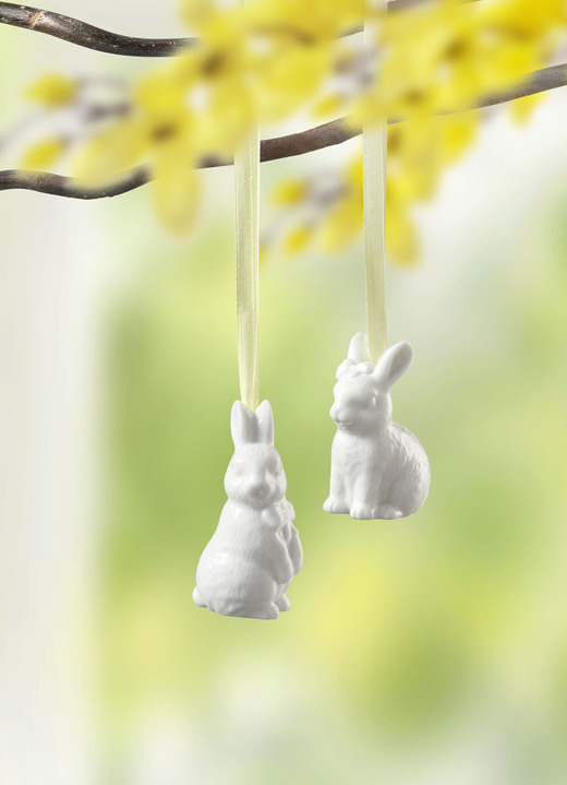 Ostern - Hasenhänger aus hochwertigem Porzellan, 2er-Set, in Farbe WEISS