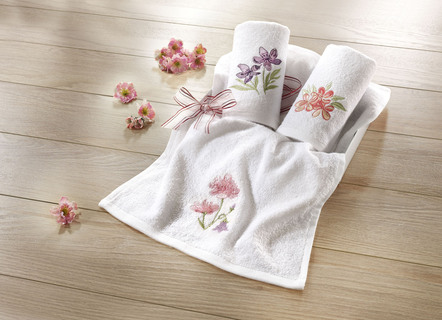Frottier-Geschenkbox mit floralen Blumenmotiven, 3-teilig