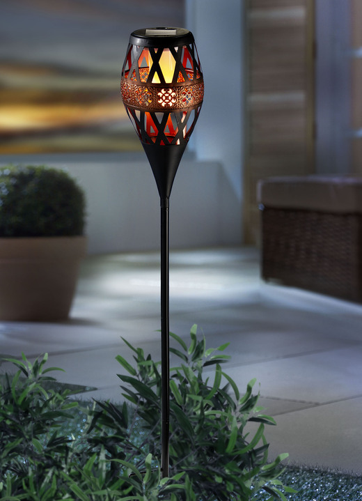 Herbstimpressionen - Elegante LED-Fackel aus Metall, in Farbe SCHWARZ