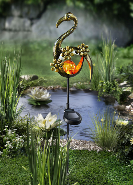- Solarvogel Melilla aus bronzefarbenem Metall, in Farbe GOLD-SCHWARZ