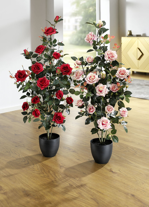 Kunst- & Textilpflanzen - Rosenstrauch im Topf, in Farbe ROSA Ansicht 1