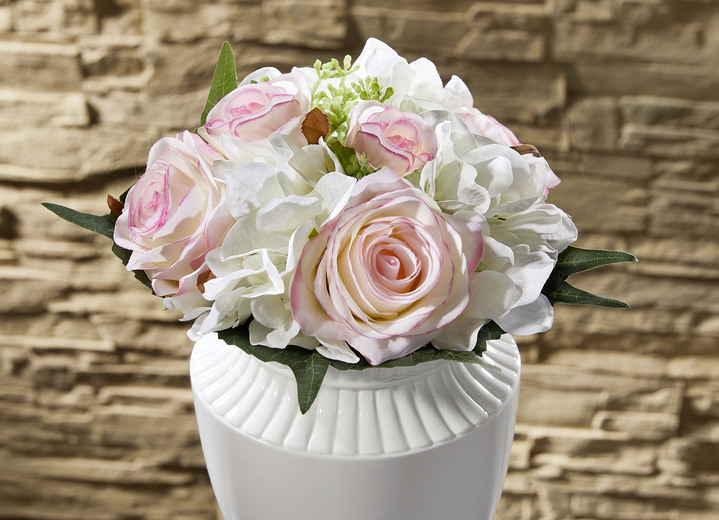 - Rosen-Hortensien-Bouquet, in Farbe CREME-ROSA