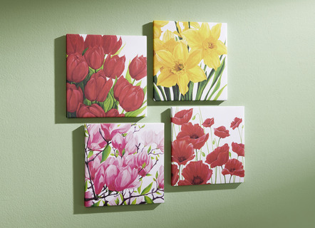 Bild  4-teilig bunte Blumen
