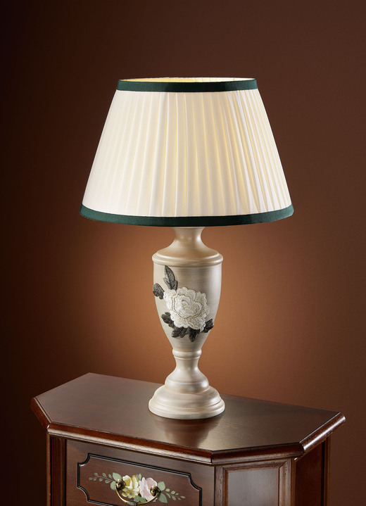 Lampen & Leuchten - Tischleuchte mit Lampenschirm, in Farbe BEIGE-WEISS