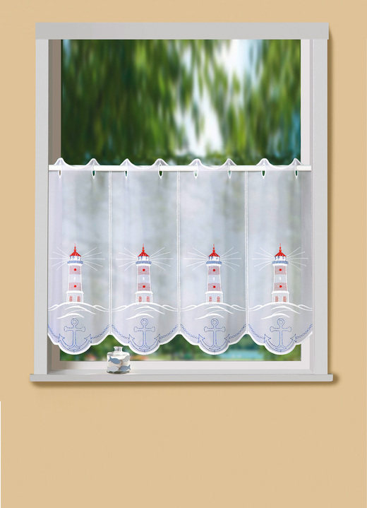 - Hochwertiger Kurzstore mit Leuchtturm-Motiven, in Größe 788 (H40xB 95 cm) bis 792 (H40xB160 cm), in Farbe BUNT