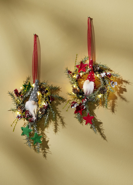 - Kranz mit Weihnachtsmann und LED-Beleuchtung, 2er-Set, in Farbe BUNT