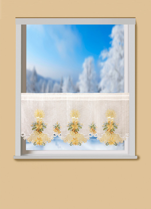 - Kurzstore mit Kerzenmotiven, in Größe 662 (H30xB120 cm) bis 827 (H50xB120 cm), in Farbe SEKT
