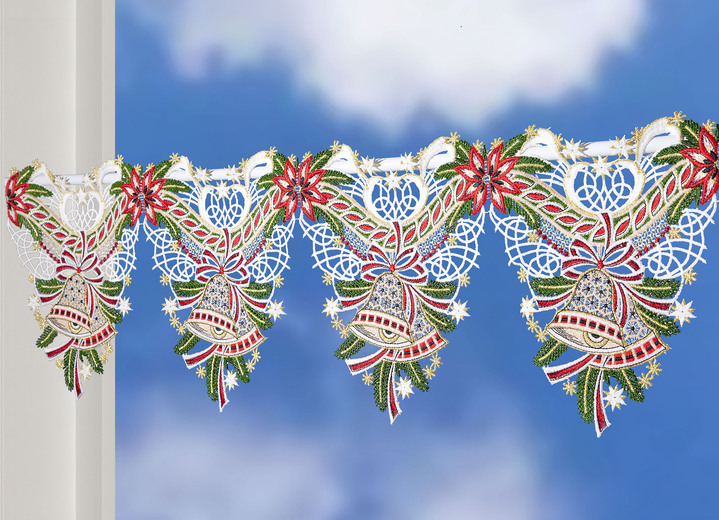 Landhaus & Küche - Stangendekoration mit weihnachtlichen Motiven, in Größe 628 (25x 48 cm) bis 660 (25x112 cm), in Farbe WEISS, in Ausführung Weihnachtsglocken Ansicht 1