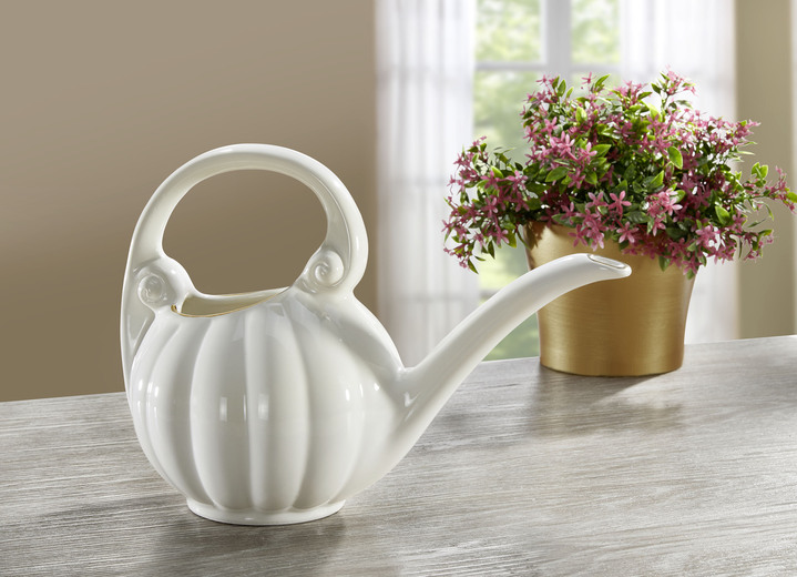 Wohnaccessoires - Giesskanne aus Keramik mit Echtgoldauflage, in Farbe CREME-GOLD Ansicht 1