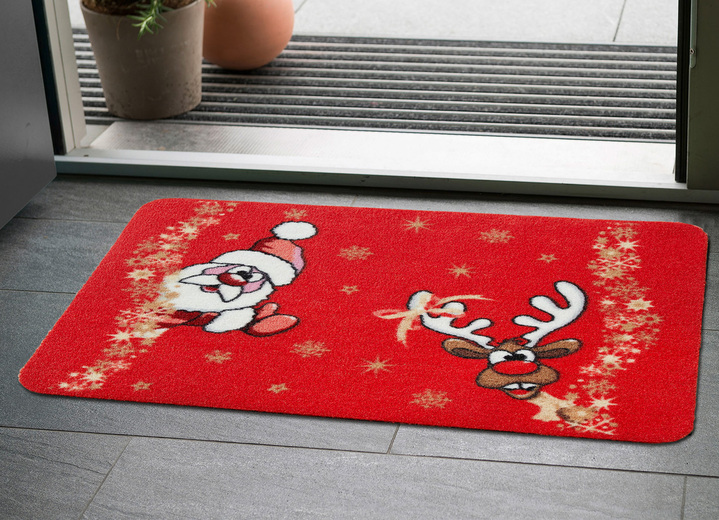 - Weihnachtliche Fussmatte mit Latex-Rückseite, in Größe 100 (40x60 cm) bis 103 (50x70 cm), in Farbe ROT Ansicht 1