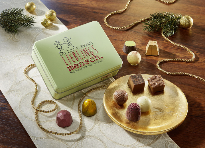 Ostern - Geschenkdose mit handgefertigten Pralinen und Trüffel, in Farbe BUNT