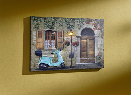 LED-Wandbild mit Metallapplikationen