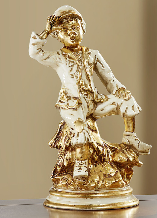 - Handbemalte Deko-Figur, in Farbe WEISS-GOLD, in Ausführung Junge Ansicht 1