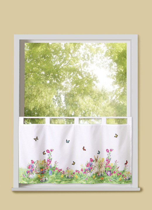 Landhaus & Küche - Kurzstore Häschen auf Schmetterlingswiese, in Größe 786 (H45xB 85 cm) bis 790 (H45xB115 cm), in Farbe WEISS-BUNT Ansicht 1