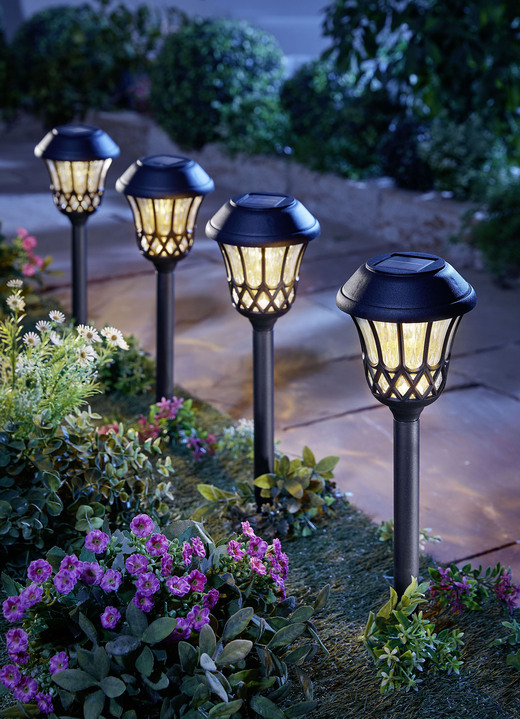 Solarlampen - Solarleuchten im 4er-Set, in Farbe SCHWARZ