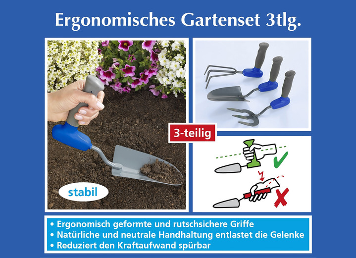 Gartenzubehör - Ergonomisches Garten-Set, 3-teilig, in Farbe SCHWARZ Ansicht 1