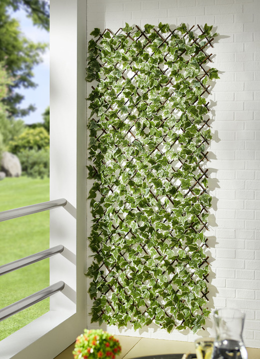 Gartendekoration - Wandgitter aus Blätter und Blüten, in Farbe GRÜN, in Ausführung Efeu groß Ansicht 1