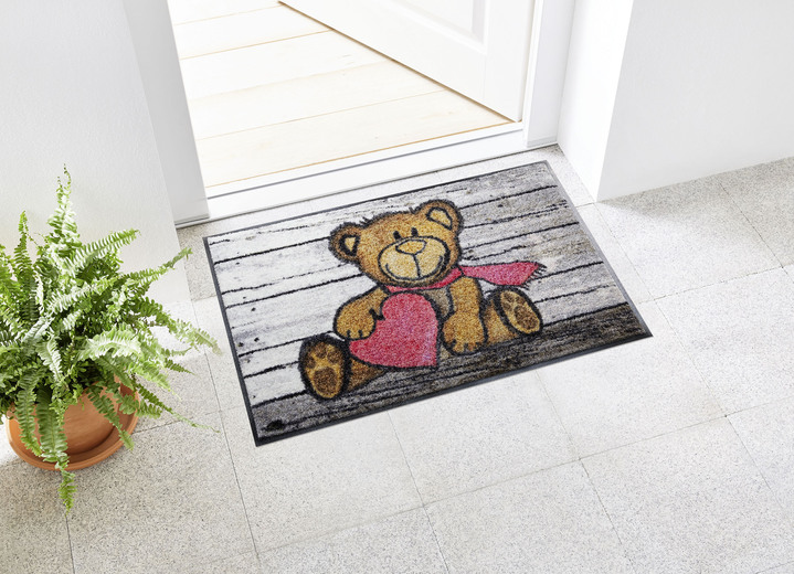 - Hochwertige Fussmatte Bär mit Herz, in Farbe BUNT Ansicht 1