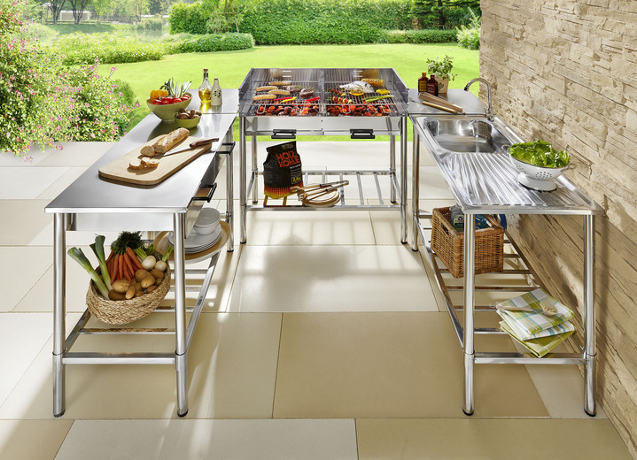 Gartenmöbel - Outdoor-Küche aus Edelstahl, in Farbe SILBER, in Ausführung Arbeitstisch Ansicht 1