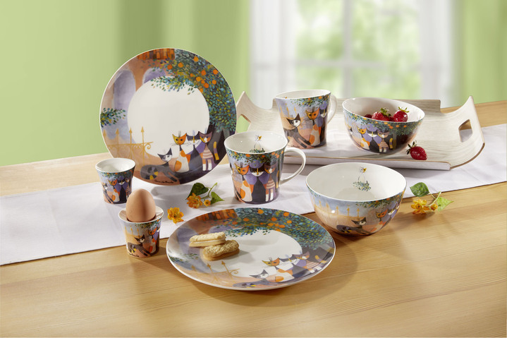Wohnaccessoires - Frühstücks-Set aus hochwertigem Fine-Bone-China-Porzellan, in Farbe BUNT