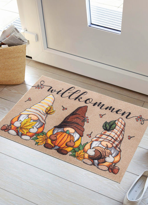 Fussmatten - Fussmatte Herbstwichtel mit rutschhemmender Rückseite, in Farbe BRAUN