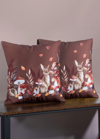Kissenbezüge mit Herbsthasen-Motiv, 2er-Set