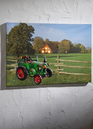 LED-Bild mit Holzrahmen