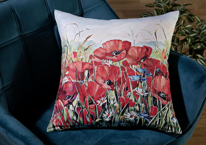 - Kissenbezug Mohnblumen-Motiv, in Farbe BUNT
