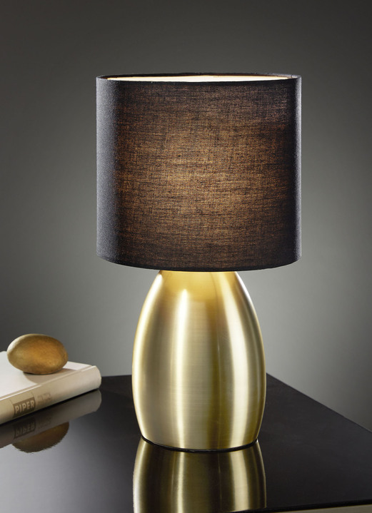 Lampen & Leuchten - Moderne Tischlampe mit Standfuss aus Metall, in Farbe SCHWARZ-GOLD Ansicht 1