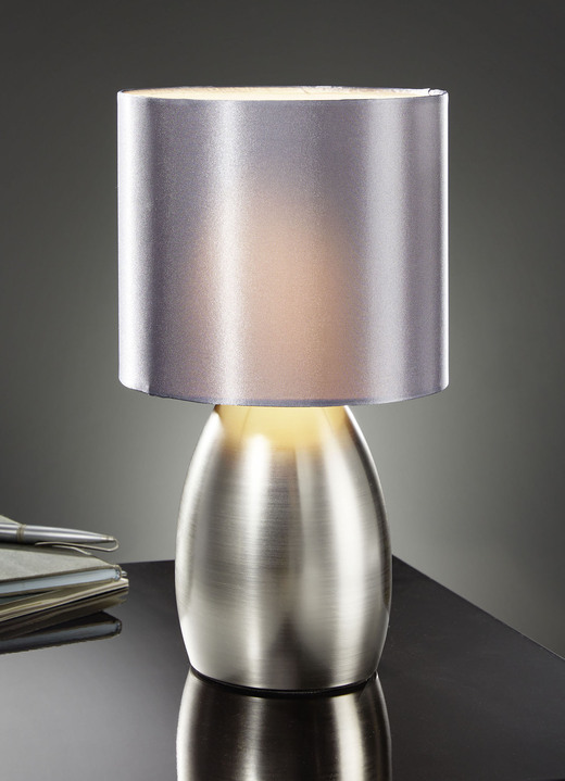 Lampen & Leuchten - Moderne Tischlampe mit Standfuss aus Metall, in Farbe STAHLGRAU Ansicht 1