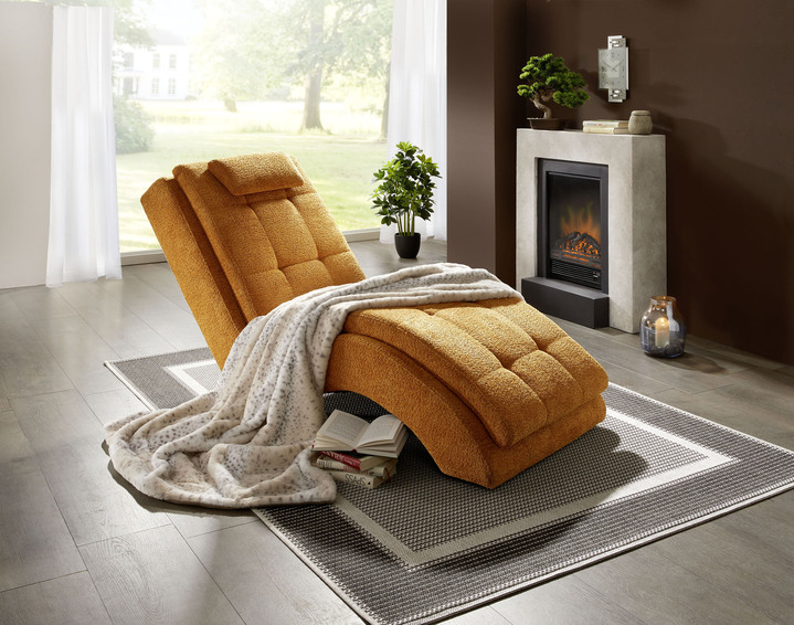 - Relaxliege mit Kopfkissen und Knopfsteppung, in Farbe GOLD Ansicht 1