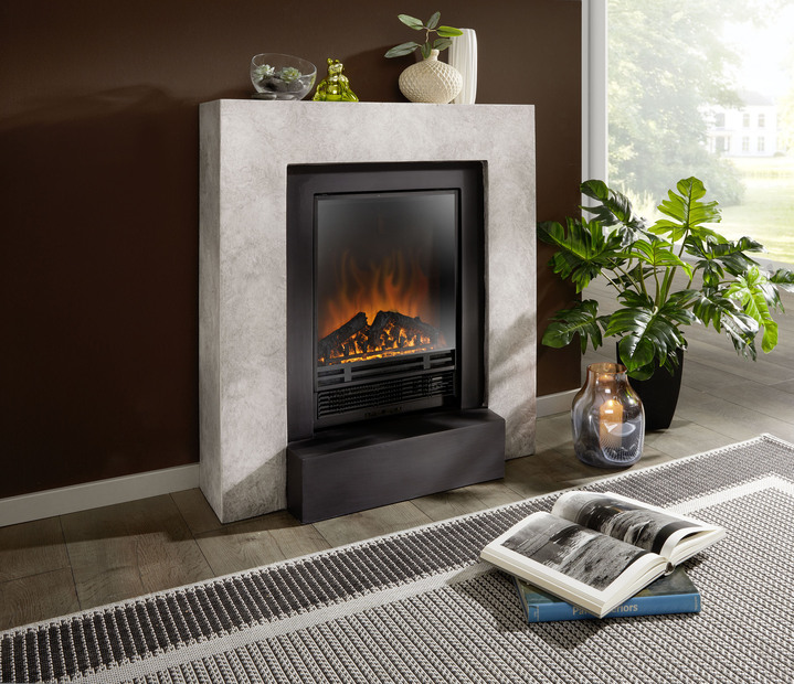 - Elektrischer Kamin, in Farbe GRAU-SCHWARZ
