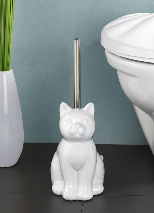 - WC-Garnitur im Katzen-Design, in Farbe WEISS Ansicht 1