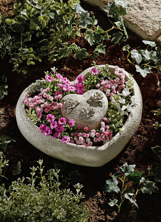 Blumentöpfe und Pflanzgefässe - Pflanzschale Herz, 2-teilig, in Farbe STEINGRAU Ansicht 1