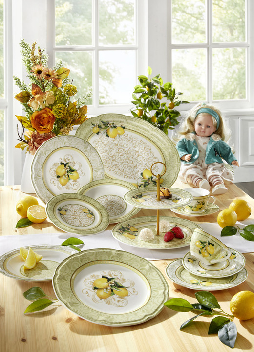 Gläser & Geschirr - Hochwertige Fine-Bone-China-Porzellan-Serie, in Farbe WEISS-GELB, in Ausführung Teller-Set, 18-teilig Ansicht 1