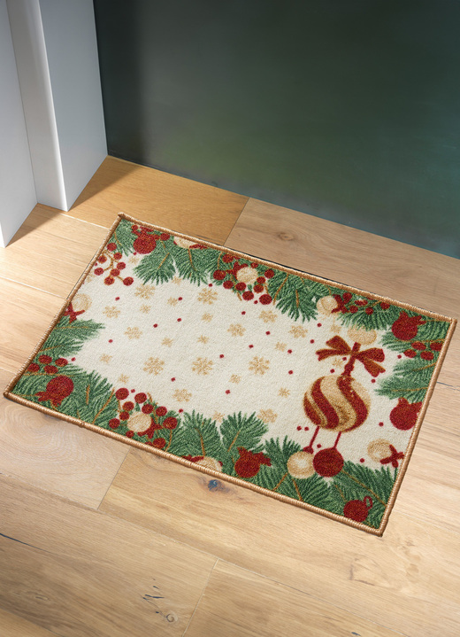 Fussmatten - Fussmatte mit Weihnachtsranken-Motiv, in Farbe BUNT Ansicht 1
