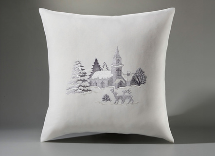 Tischdecke mit romantischem Winterdorf-Dessin