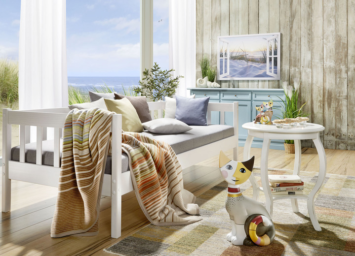Bettsofas - Kompaktes Sofabett aus massivem Kiefernholz, in Farbe WEISS Ansicht 1