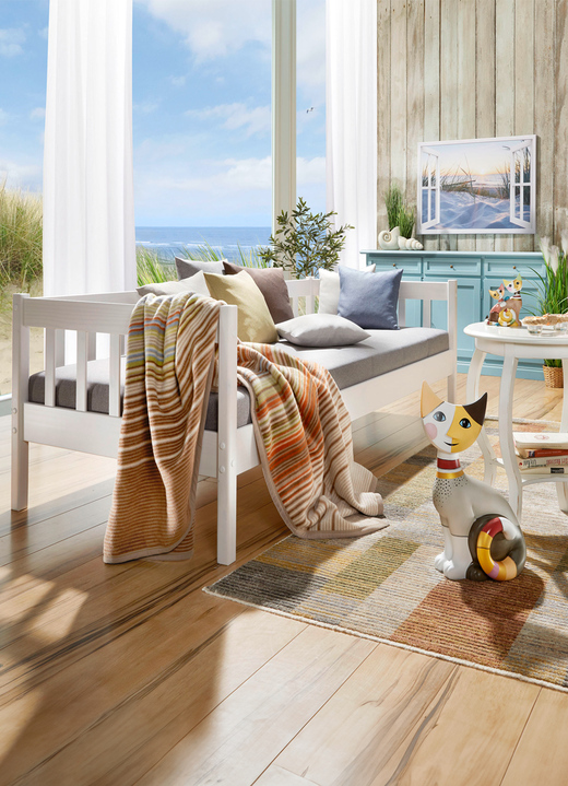 Bettsofas - Kompaktes Sofabett aus massivem Kiefernholz, in Farbe WEISS Ansicht 1