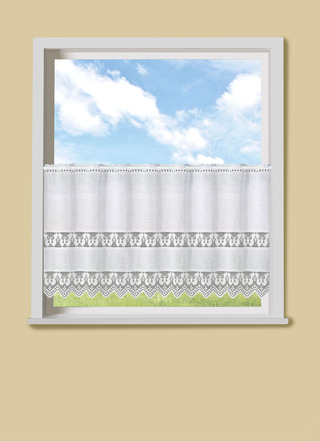 Kleinfenster-Vorhang mit gezacktem Abschluss und Stangendurchzug