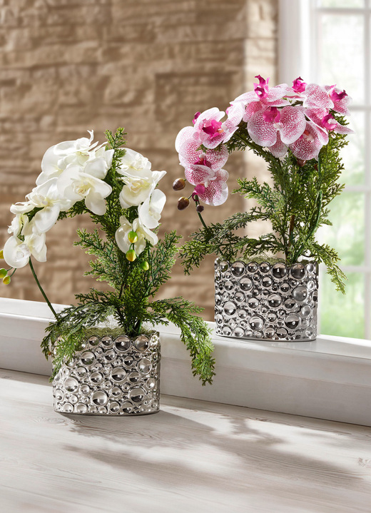 Kunst- & Textilpflanzen - Orchidee im Keramiktopf, in Farbe ROSA