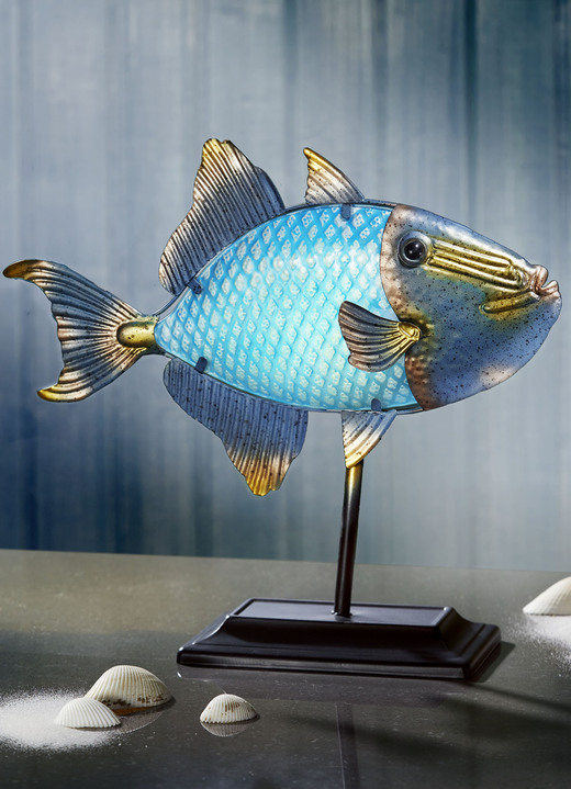 Wohnaccessoires - Beleuchteter Fisch, in Farbe BLAU-GOLD