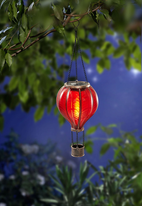 Solarlampen - Solar-Heissluftballon mit Flackereffekt, in Farbe ROT