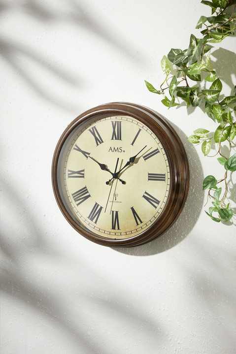 Gartendekoration - Funk-Wanduhr mit Metallgehäuse, in Farbe BRAUN-CREME