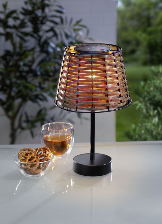 Solarlampen - Solar-Tischleuchte «Rattan», in Farbe BRAUN