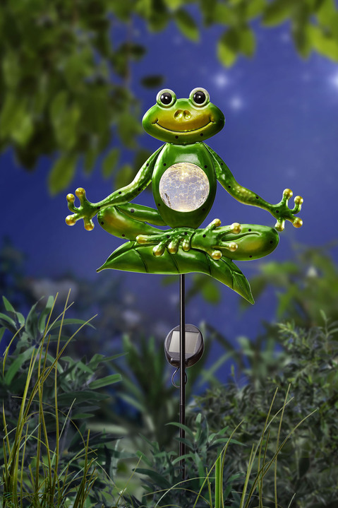 Solarlampen - Yoga-Frosch auf Erdspieß, in Farbe GRÜN