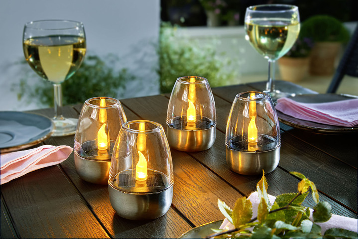Urlaub Daheim - Solar-Windlichter, 4er-Set, in Farbe SILBER-TRANSPARENT Ansicht 1
